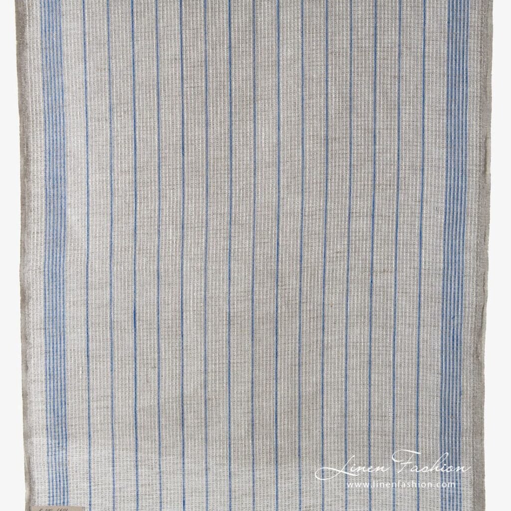Narrow width light grey linen fabric.