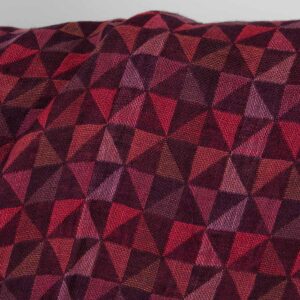 Jacquard linen fabric in dark red triangles washed, 145cm