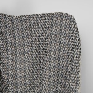 Washed linen fabric black grey jacquard triangle pattern