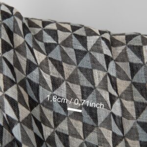 Washed linen fabric black grey jacquard triangle pattern, with measurements