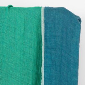 Linstoff tosidig blå og kjølig grønn, vasket