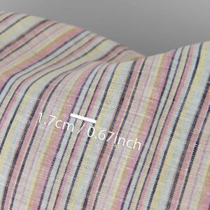 Lin-hampstoff flerfarget med mørkeblå striper