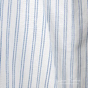 Cotton hemp fabric in blue stripes, specially washed to increase softness