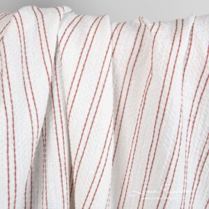 Cotton hemp fabric in brown stripes, perfect for towels and bathrobes