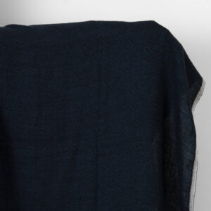 Lin ull stoff svart med mørkeblå prikker vasket 7 Washed linen wool fabric black with dark blue dots