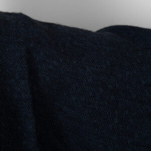 Lin ull stoff svart med mørkeblå prikker vasket 8 Washed linen wool fabric black with dark blue dots, 140cm