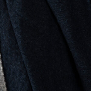 Lin ull stoff svart med mørkeblå prikker vasket 9 Washed linen wool fabric black with dark blue dots, jacquard