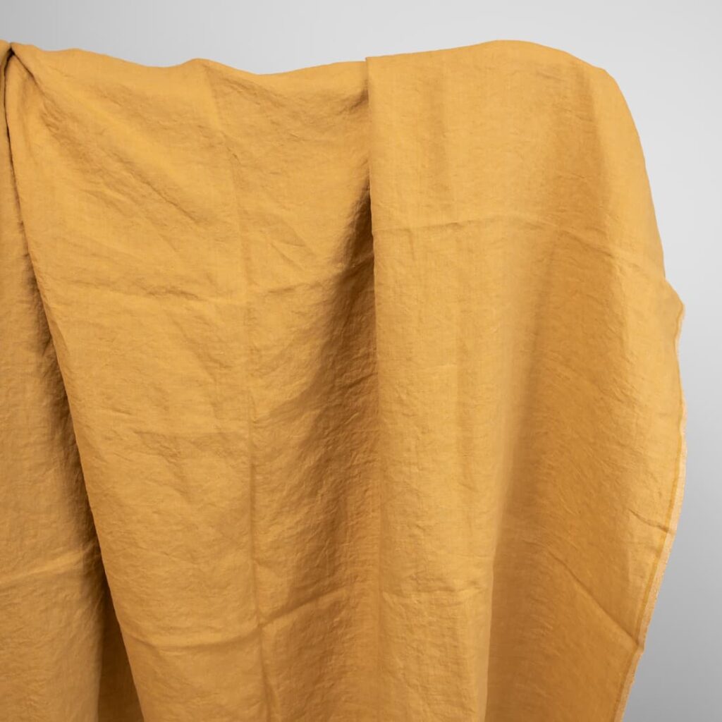 linen washed fabric mustard yellow