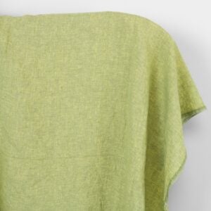 Linstoff lys gul og grønn melange, vasket