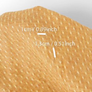 Linstoff lysgult og leirefarget prikkete, vasket