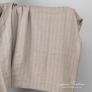 Naturlig linstoff i striper, vasket 9 Natural color linen fabric in stripes