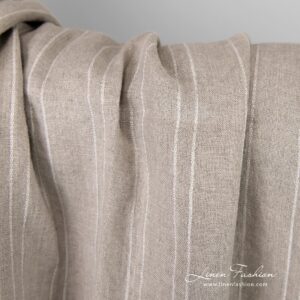Naturlig linstoff i striper, vasket 10 Natural color linen fabric in stripes, washed