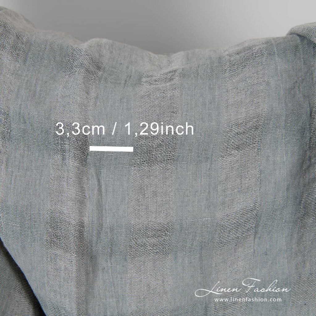 Gjennomsiktig linstoff i grå ruter vasket 5 Grey linen fabric perfect for curtains, shawls, scarves