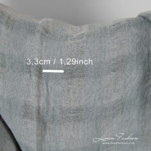 Gjennomsiktig linstoff i grå ruter vasket 15 Grey linen fabric perfect for curtains, shawls, scarves