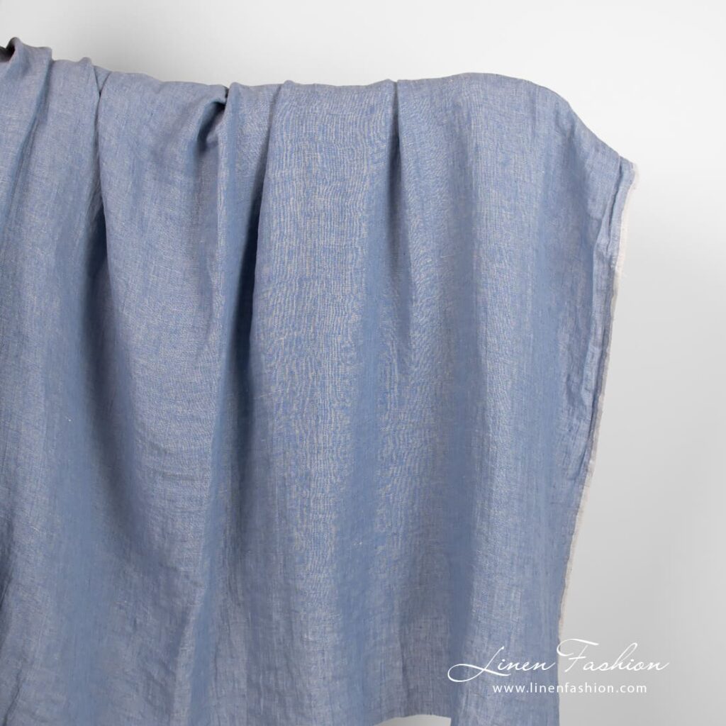 Grey blue linen fabric
