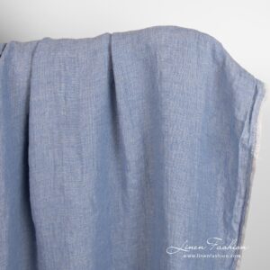 Grey blue linen fabric, specially washed to increase softness