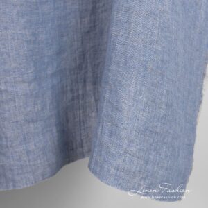 Linen fabric woven from grey and blue yarns