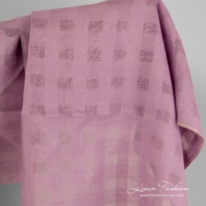 Lilac colour linen fabric with checks.