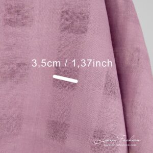 100% linen fabric in lilac with checks.