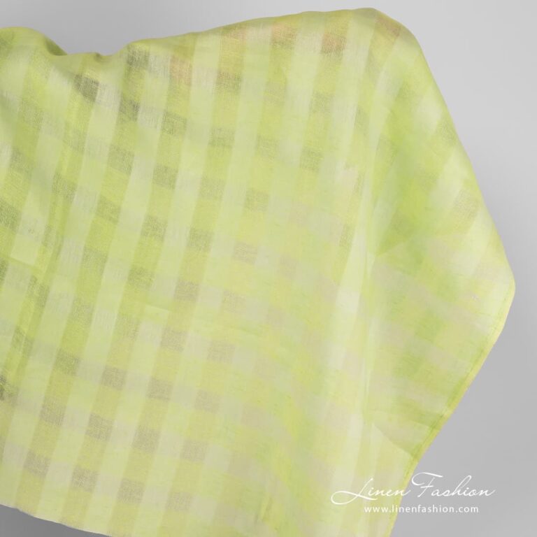 Linen fabric in light lime green colour.
