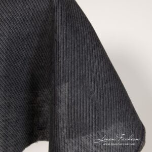 Grey linen fabric in black twills