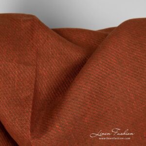 Rust orange linen fabric in twill