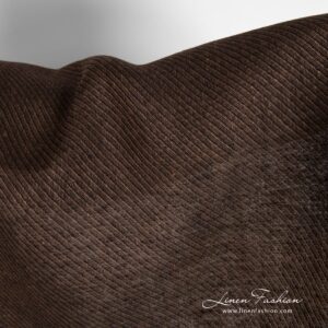 Chocolate brown linen fabric in black twills