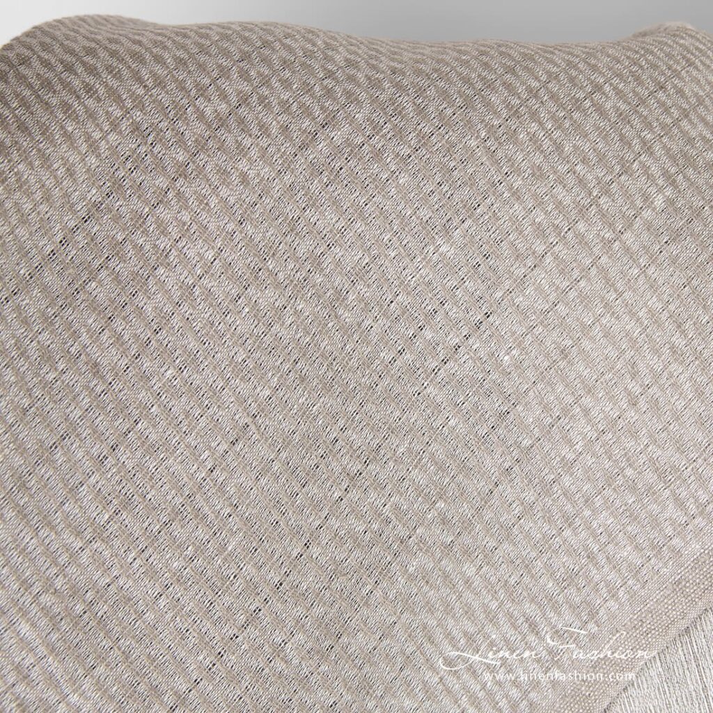 Naturlig linstoff i diamantmønster 2 Natural linen fabric in diamond pattern