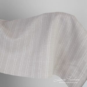 Natural color linen fabric in white stripes