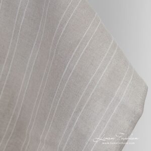 Natural color linen fabric in white stripes for clothes and home textile