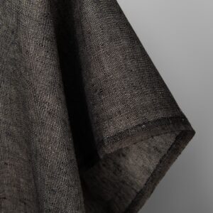 Linstoff i naturfarget og sort mønster 12 Linen fabric in natural and black pattern, fabric edge