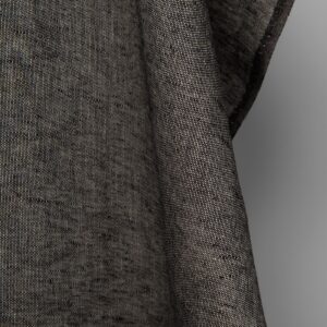 Linstoff i naturfarget og sort mønster 10 Linen fabric in natural and black pattern, 150cm