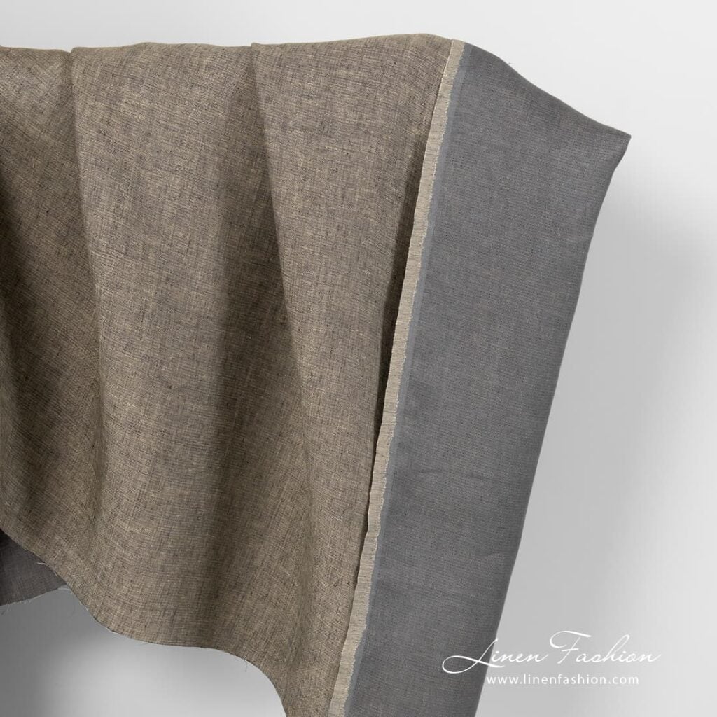Grey brown double sided linen fabric.