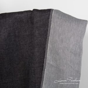 Black grey two sided linen fabric.