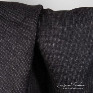 Linen fabric in black grey colour.