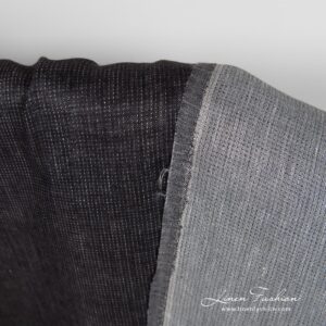 Grey-black 100% linen fabric, double sided.
