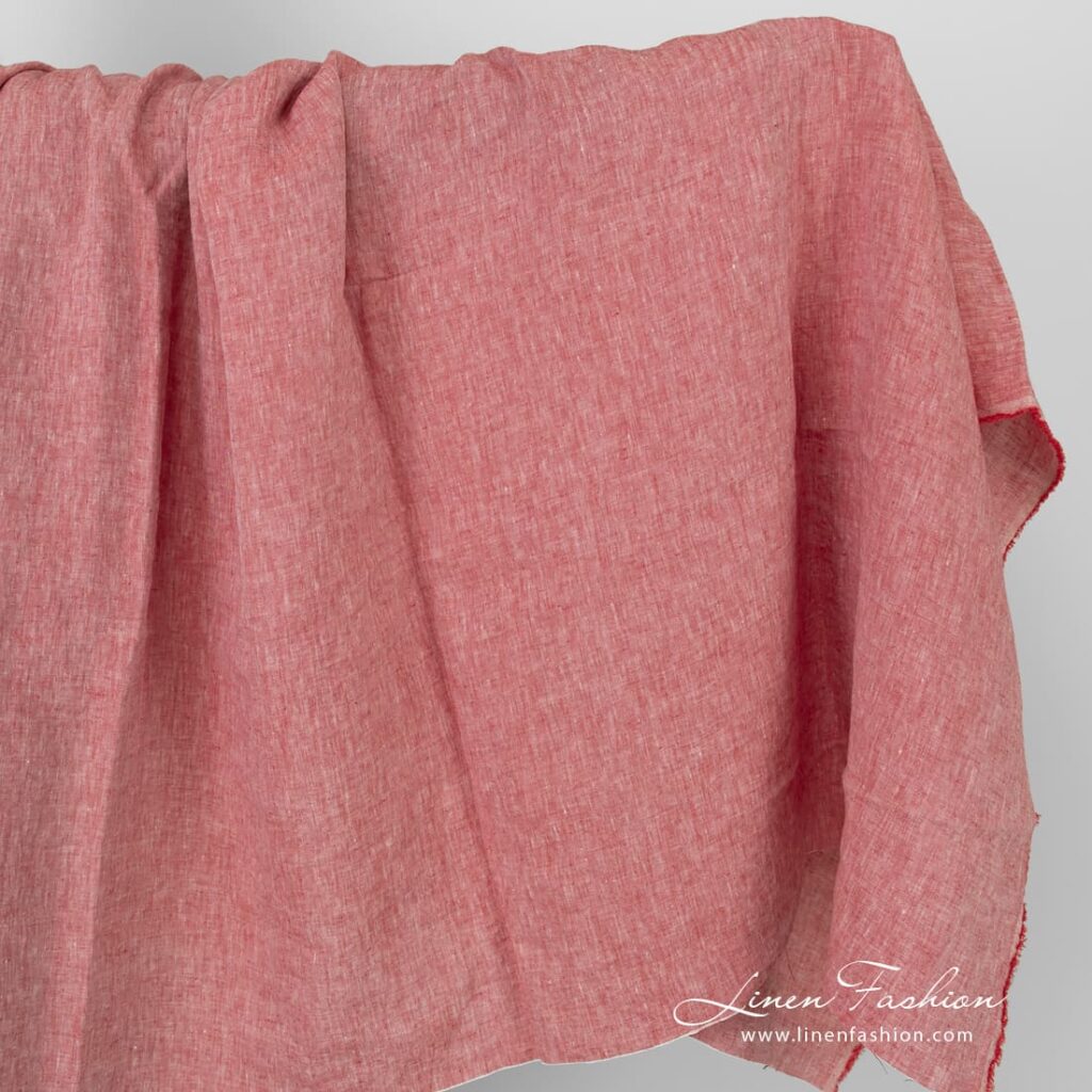 Linen fabric in red melange