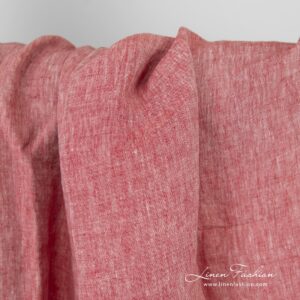 Linen fabric in red and white melange
