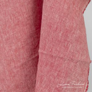 Linen fabric in red melange, high quality