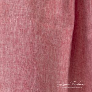 Linen fabric in red melange, washed