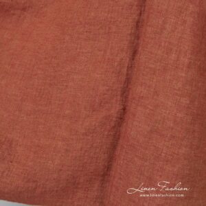 Yellowish brown melange linen fabric, washed
