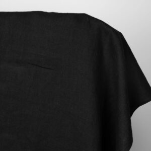 Washed linen fabric solid black colour product photo