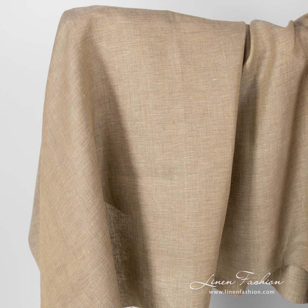 Linen fabric minor brown checks.