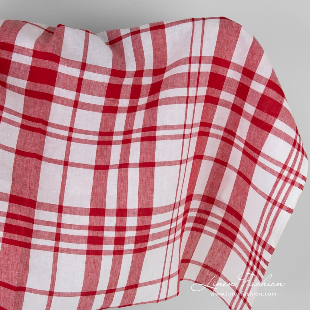 Checked linen fabric