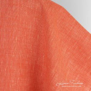 Linen fabric in red and yellow melange for clothes and home textile