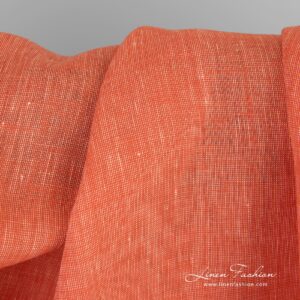 Linen fabric woven in red and cream color yarns