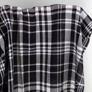 Linen fabric in black checks
