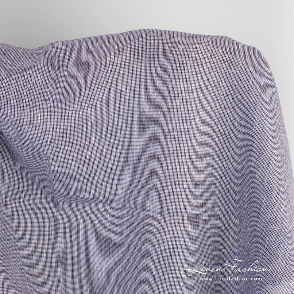 Linen fabric in violet and black melange