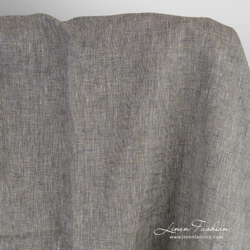 Linen fabric in yellow and black melange