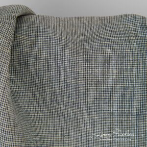 Linen fabric woven in black, light yellow and white yarns